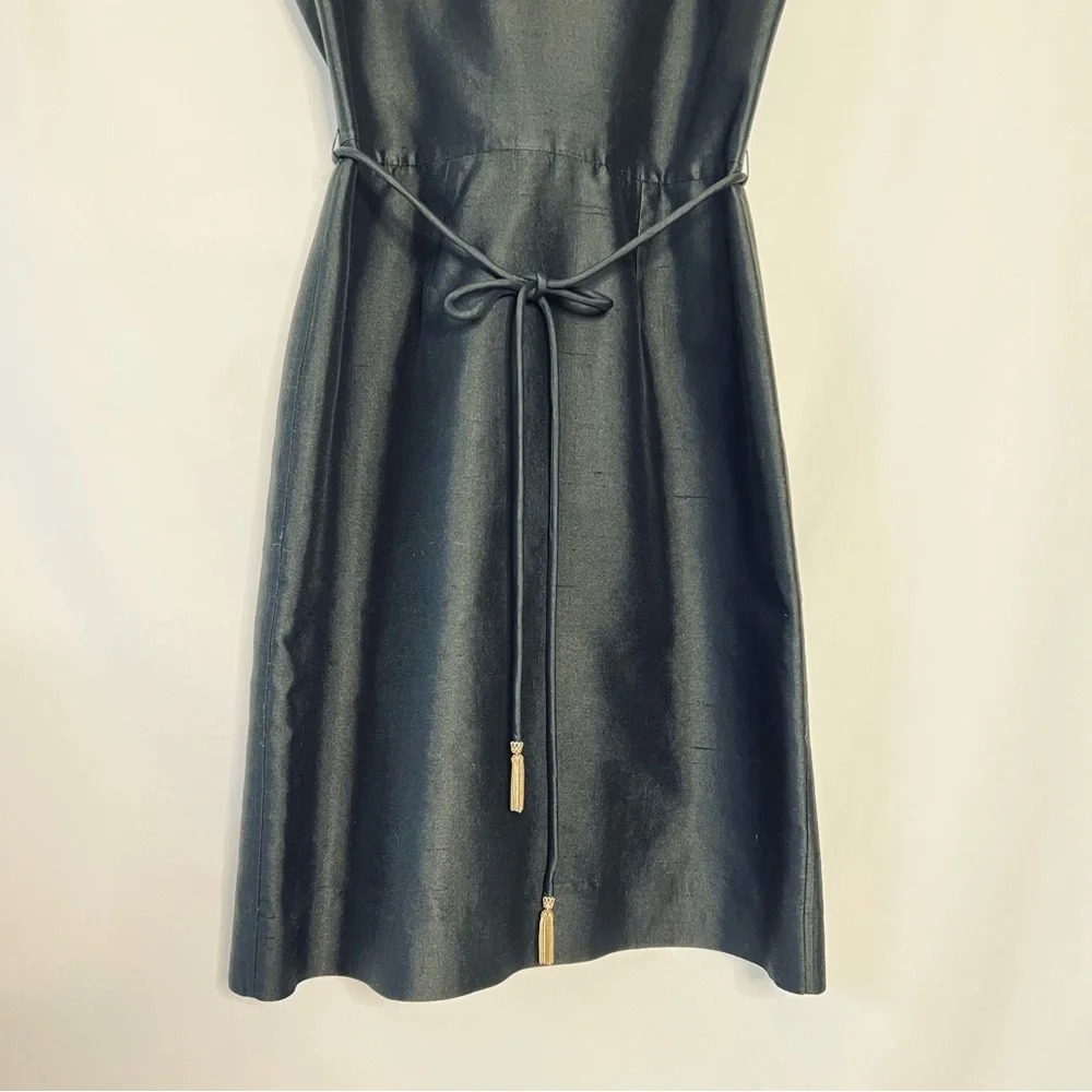 Kate Spade Black Silk with Gold Zipper Structured Cocktail Dress